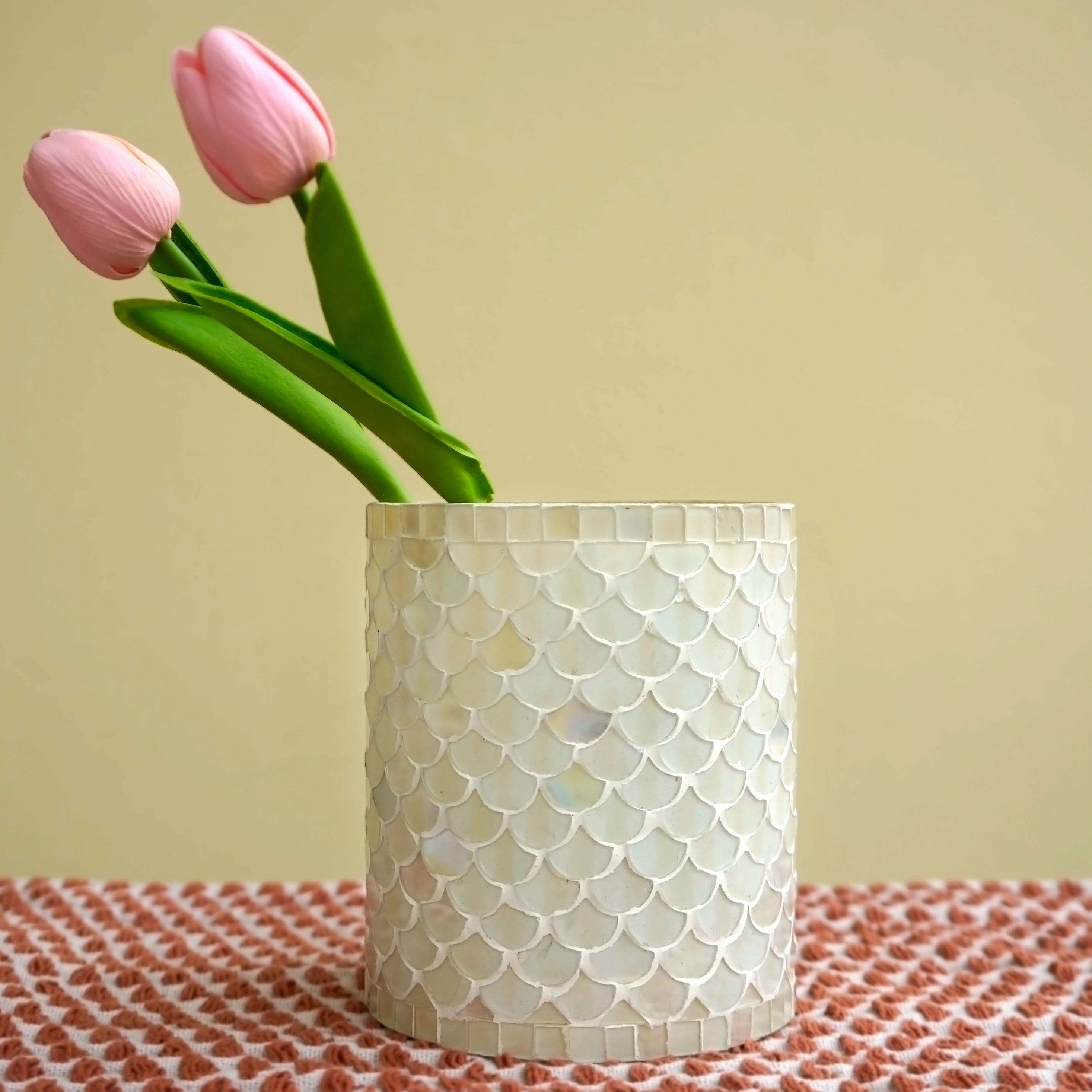 Pearl Perfection Mosaic Glass Vase | Casa Kriti