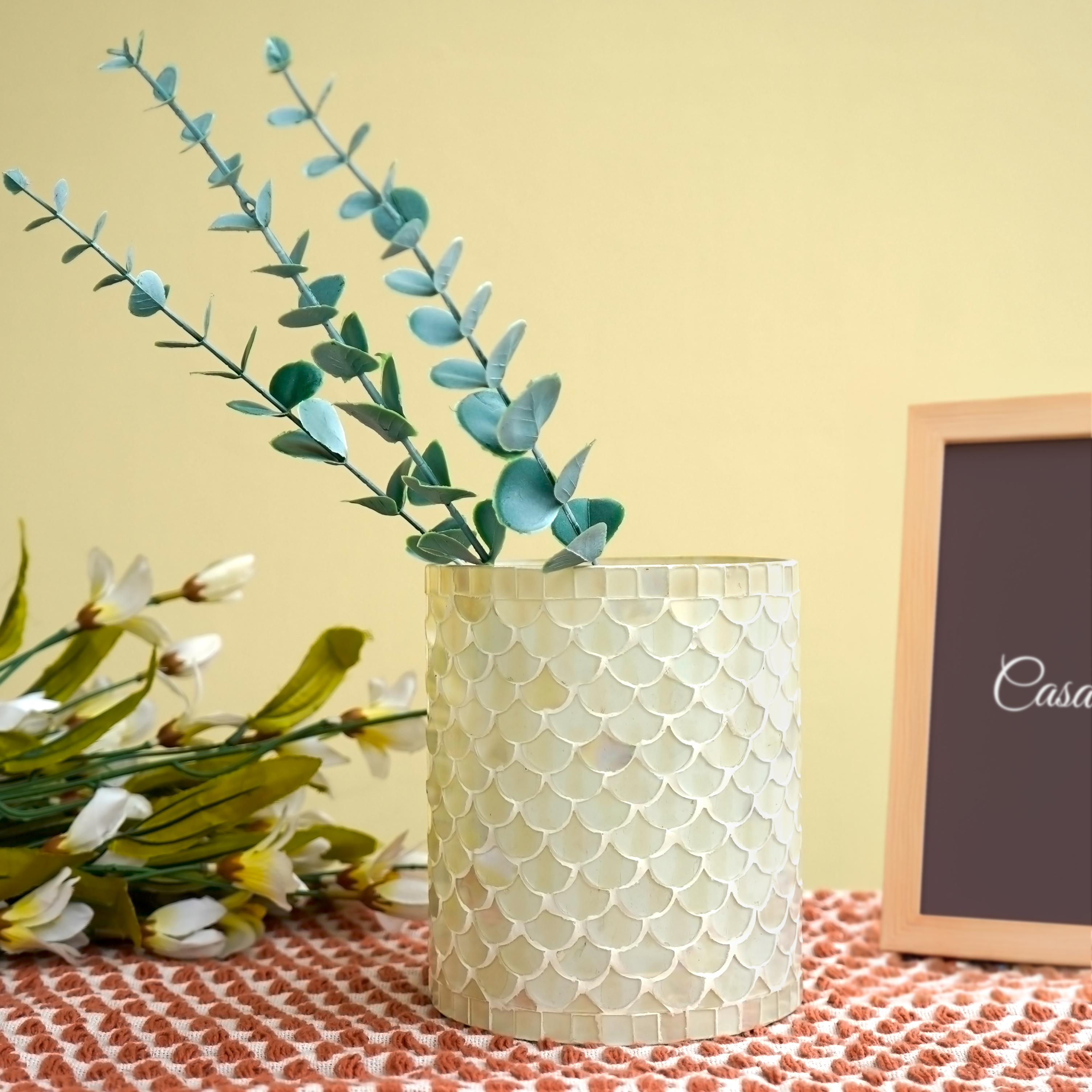 Pearl Perfection Mosaic Glass Vase | Casa Kriti