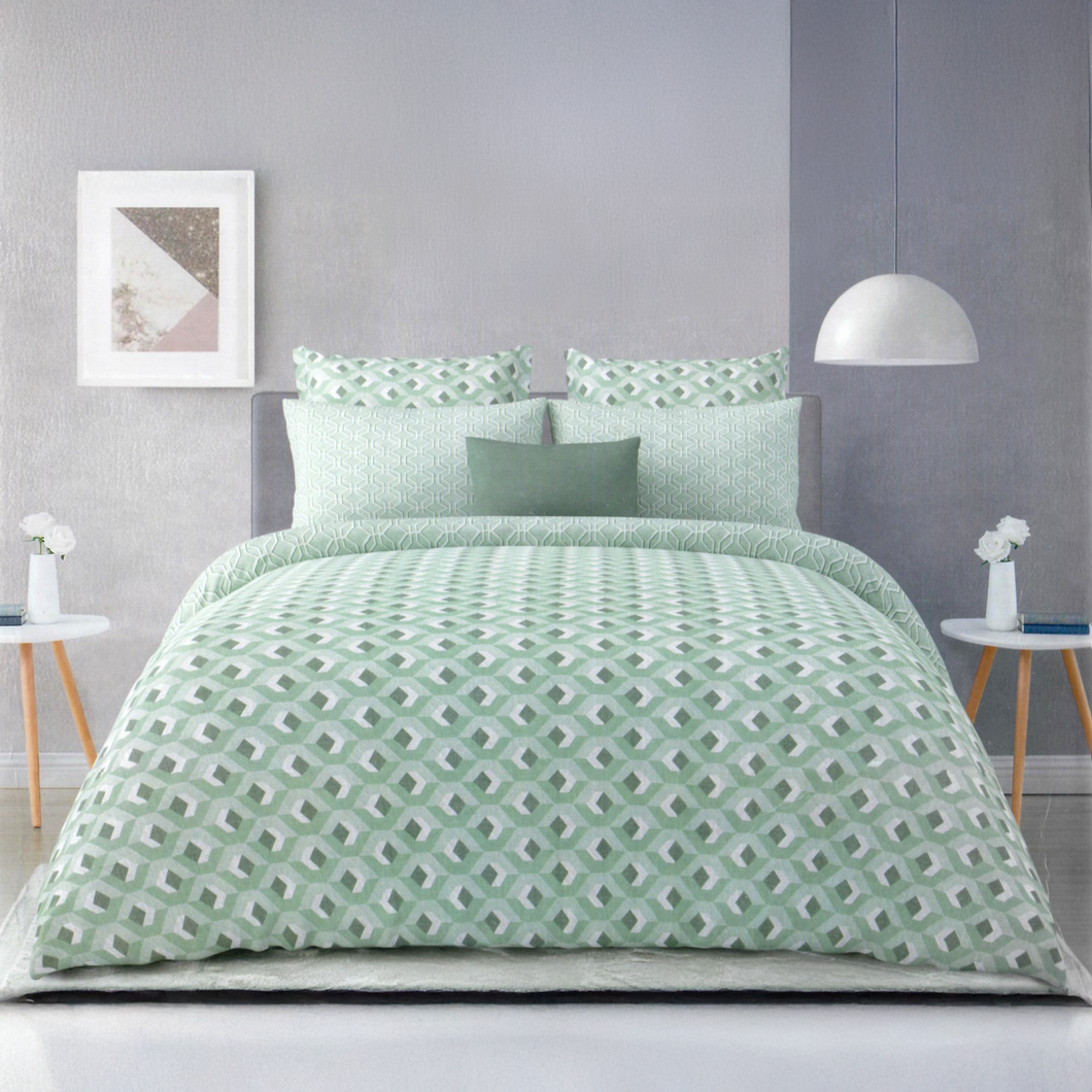 Geometric Serenity Reversible King Bed Cover Set | Casa Kriti