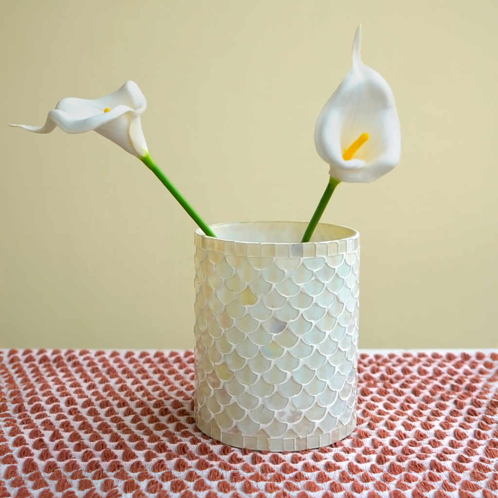 Pearl Perfection Mosaic Glass Vase | Casa Kriti