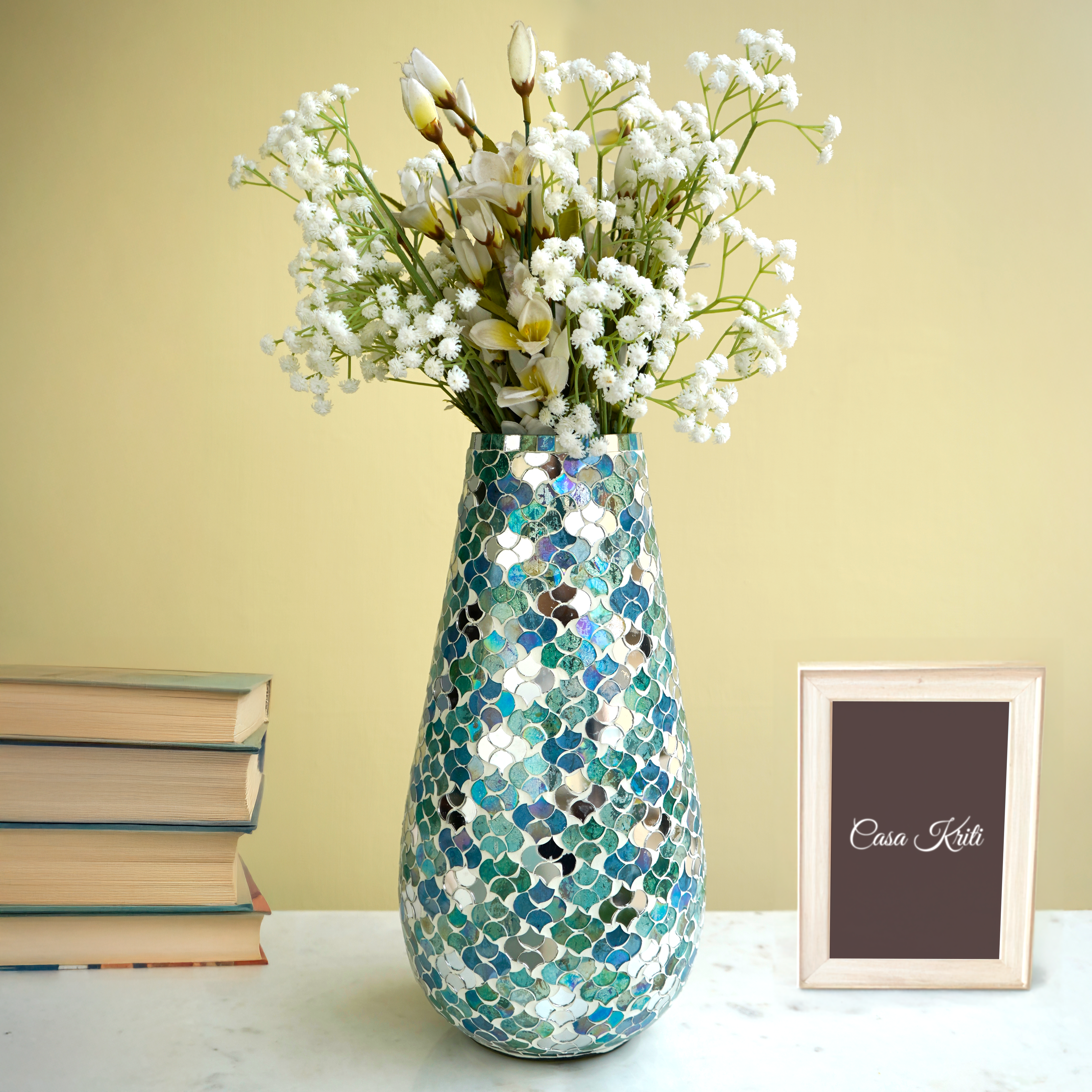 Blue Lagoon Mosaic Glass Vase | Casa Kriti