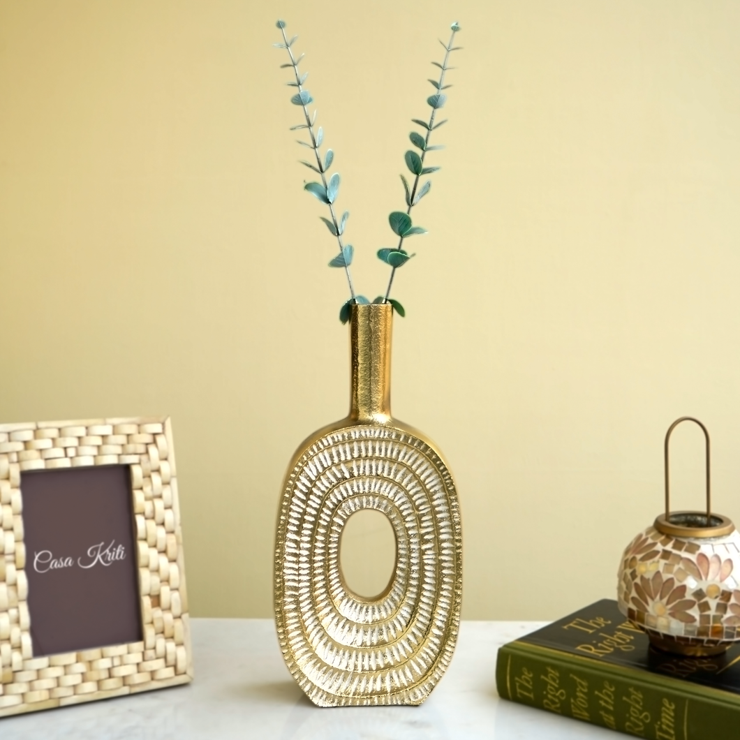 Gold Hollow Flower Vase | Casa Kriti