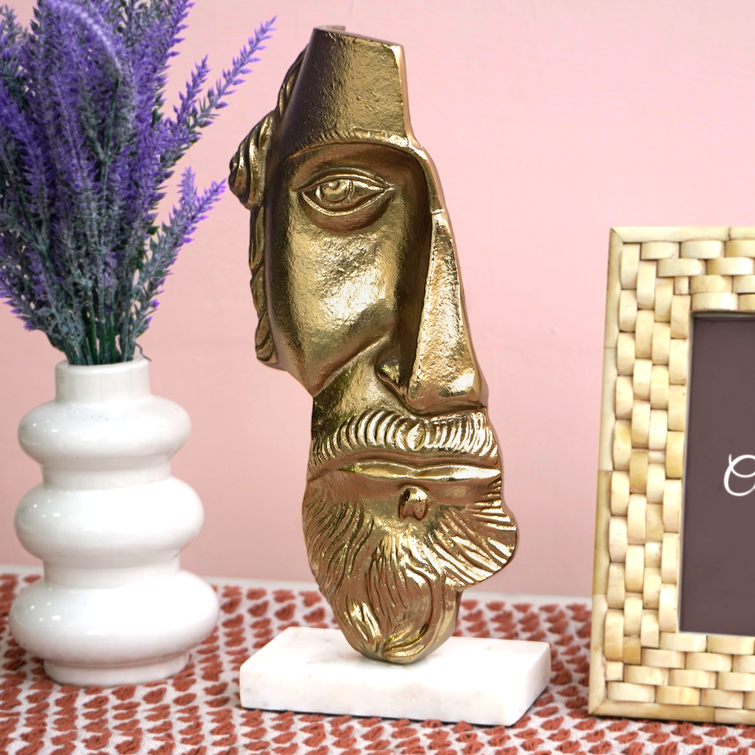 Regal Gold Bearded Face Figurine | Casa Kriti