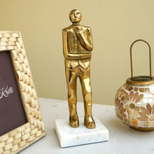 Load image into Gallery viewer, Golden Standing Human Figurine with Marble Base | Casa Kriti
