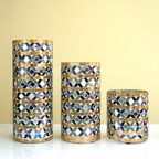 Monochrome Majesty Mosaic Glass Vase Set of 3 | Casa Kriti