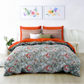 Floral Harmony Grey Double Bed Sheet Set | Casa Kriti