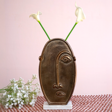 Load image into Gallery viewer, Minimalist Copper Face Figurine with Marble Base | Casa Kriti
