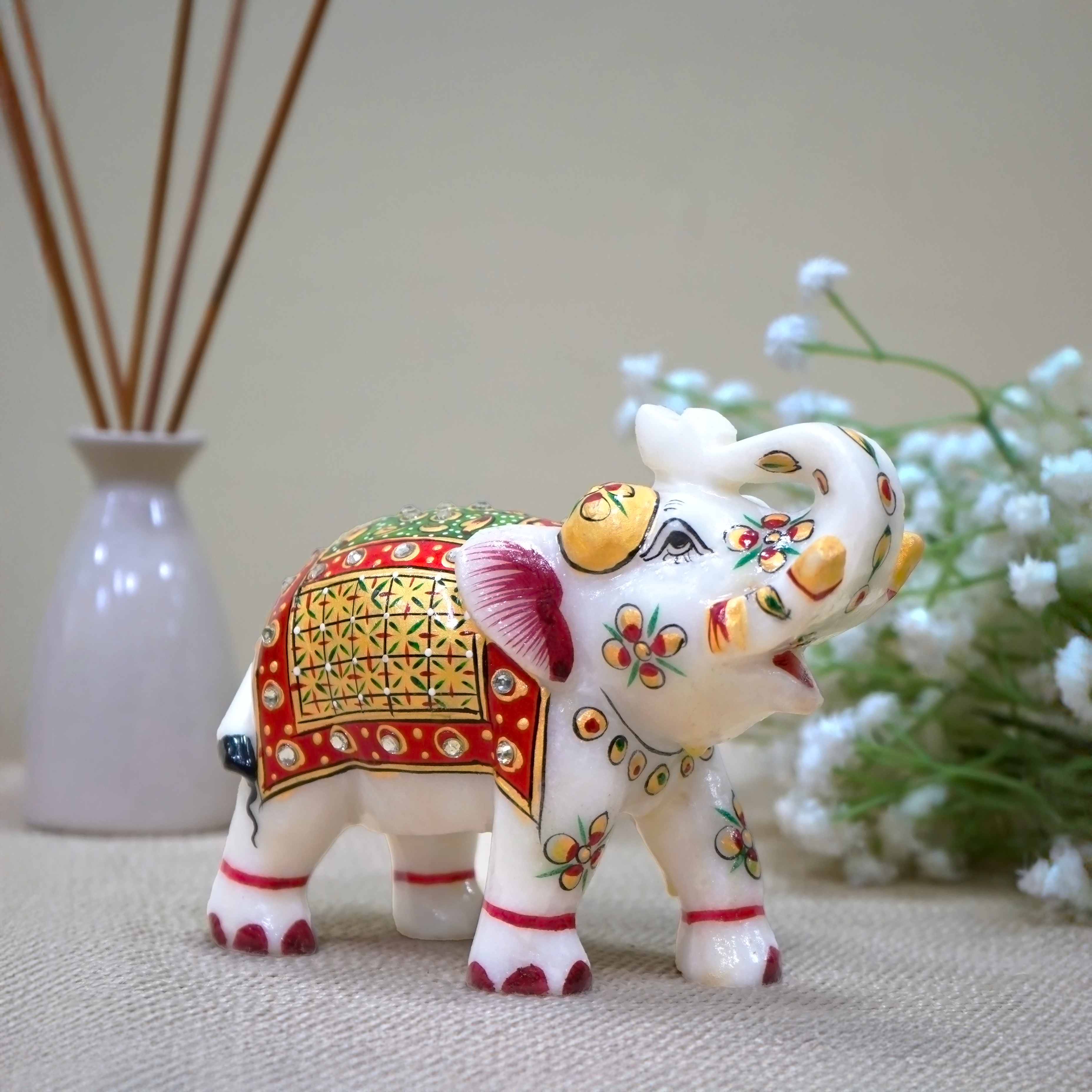 Small Jaipur Royal Marble Elephant | Casa Kriti