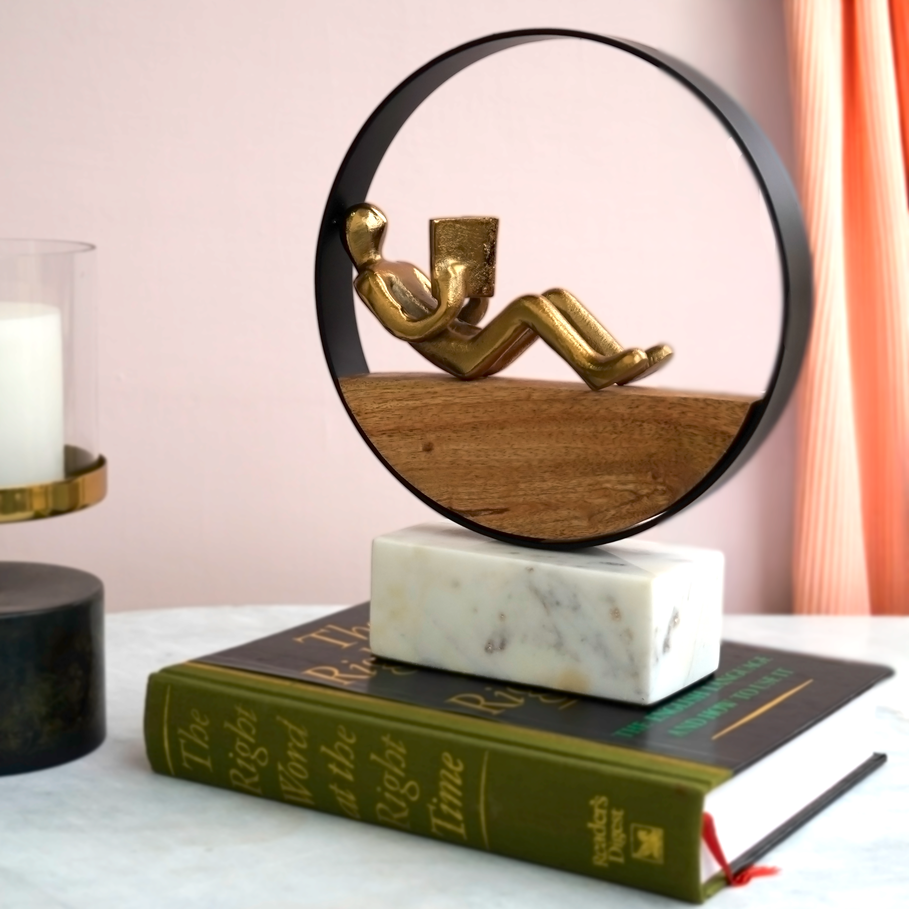 The Book Reader Figurine with Marble Base | Casa Kriti