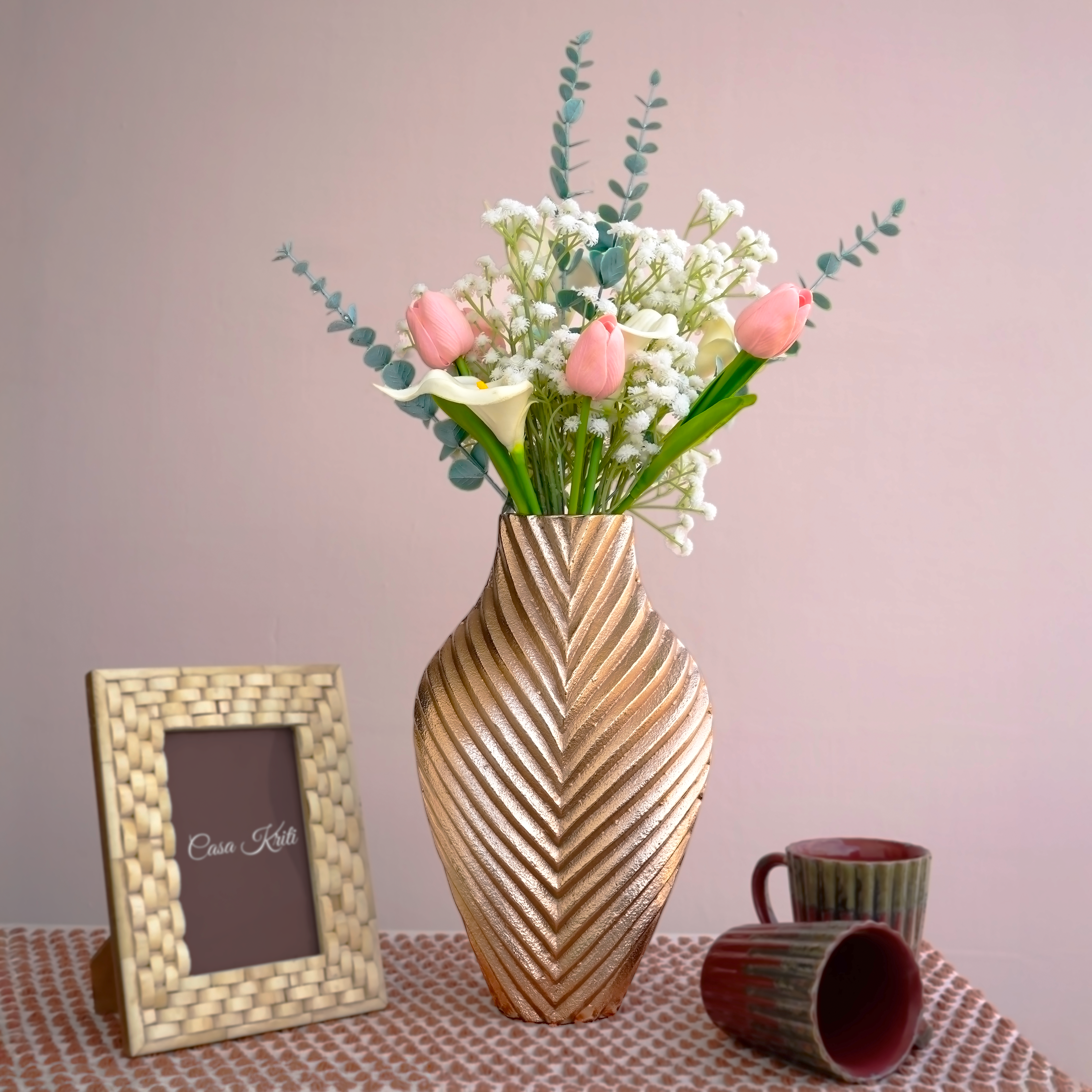 Rose Gold Fluted Flower Vase | Casa Kriti