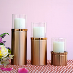 Rose Gold Pillar Candle Holders with Glass Hurricane| Casa Kriti