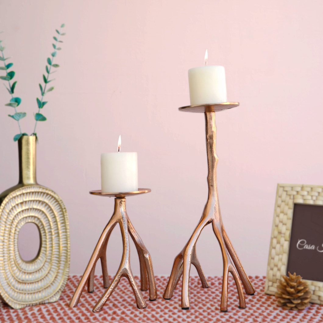 Tree-Leg Pillar Candle Holder Pair | Casa Kriti