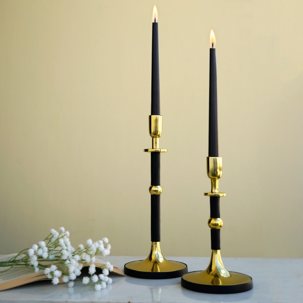 Black Gold Candlestick Holder Pair | Casa Kriti