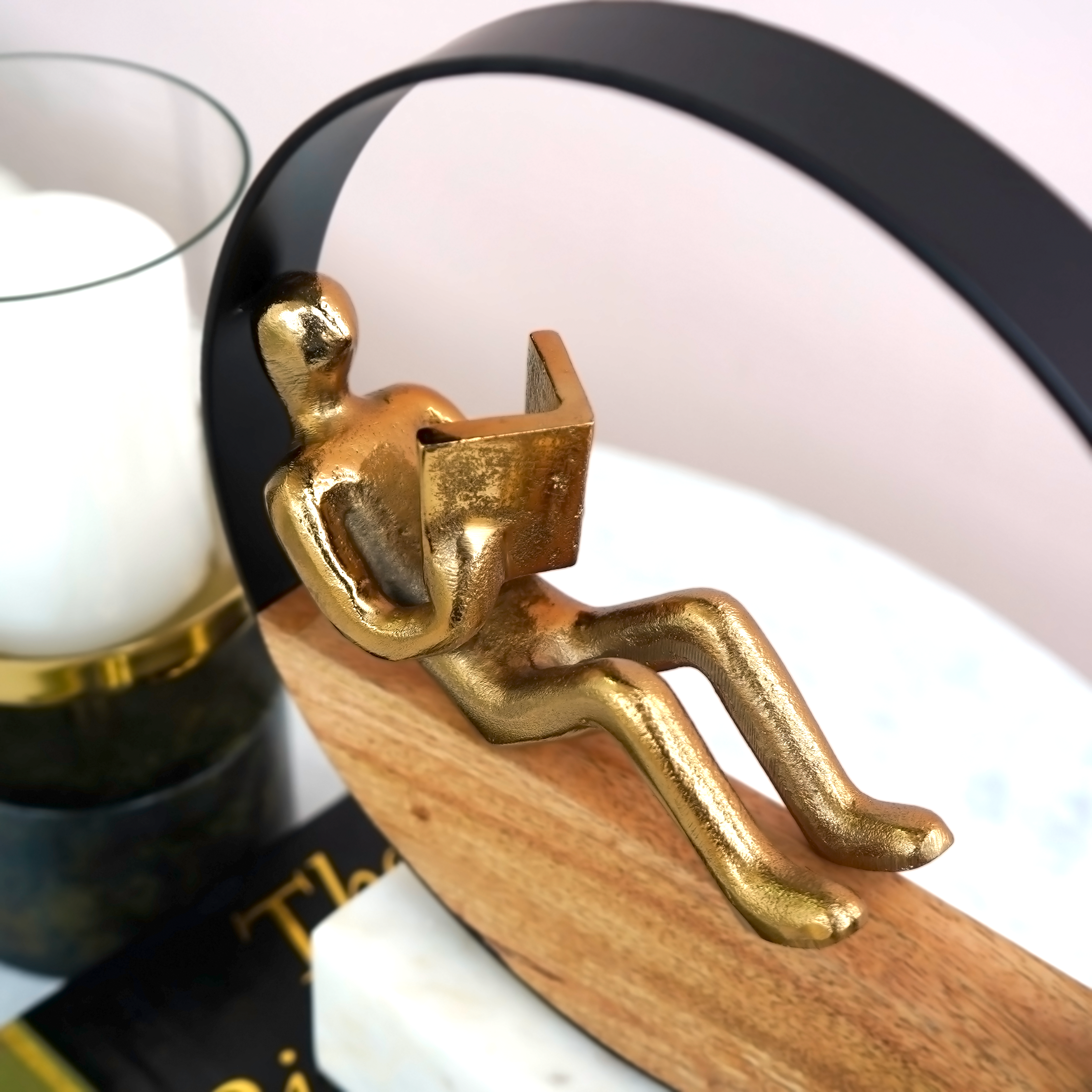 The Book Reader Figurine with Marble Base | Casa Kriti