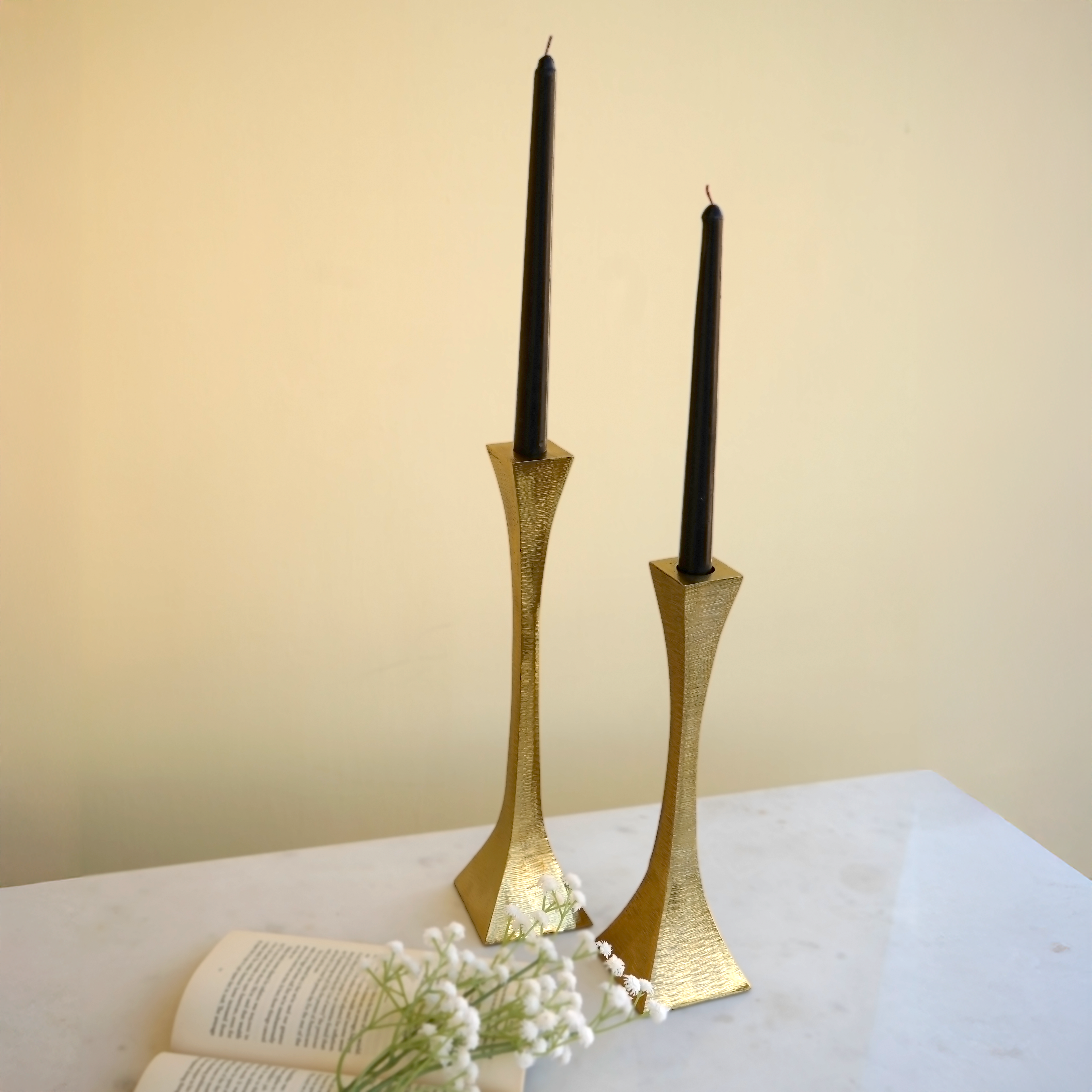 Gold Candlestick Holder Pair | Casa Kriti