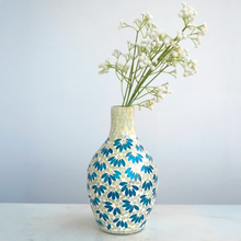 Load image into Gallery viewer, Blue Petals Mosaic Glass Vase Large | Casa Kriti
