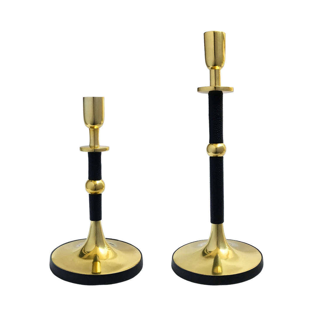 Black Gold Taper Candle Holder Pair | Casa Kriti