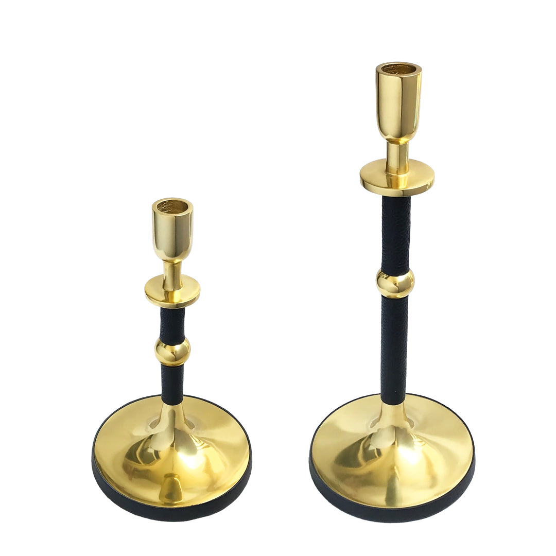 Black Gold Candlestick Holder Pair | Casa Kriti