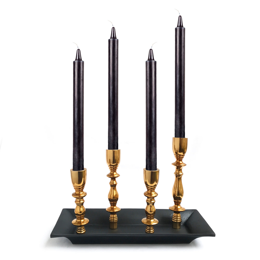 Black Golden 4 Candle Holder | Casa Kriti