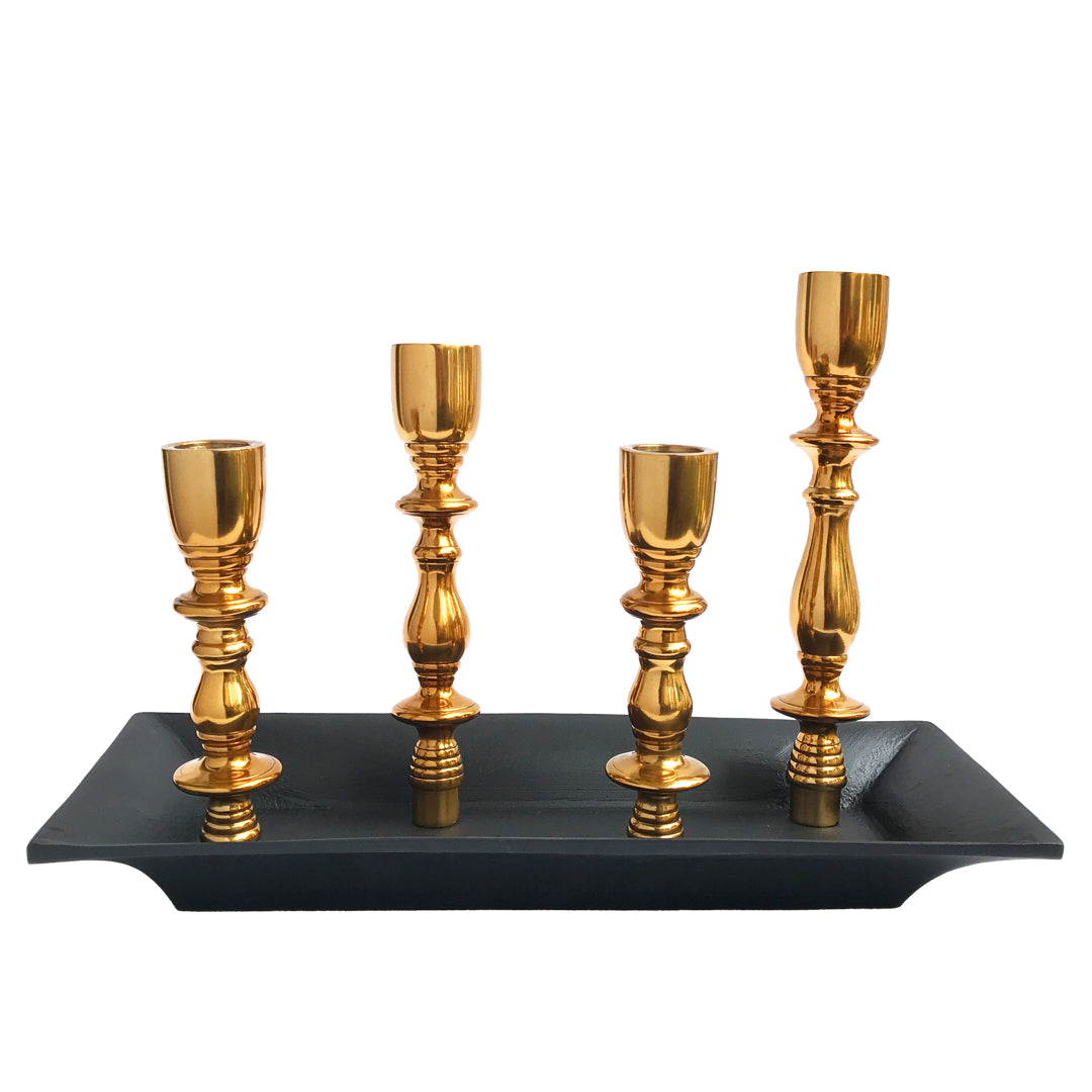 Black Golden 4 Candle Holder | Casa Kriti