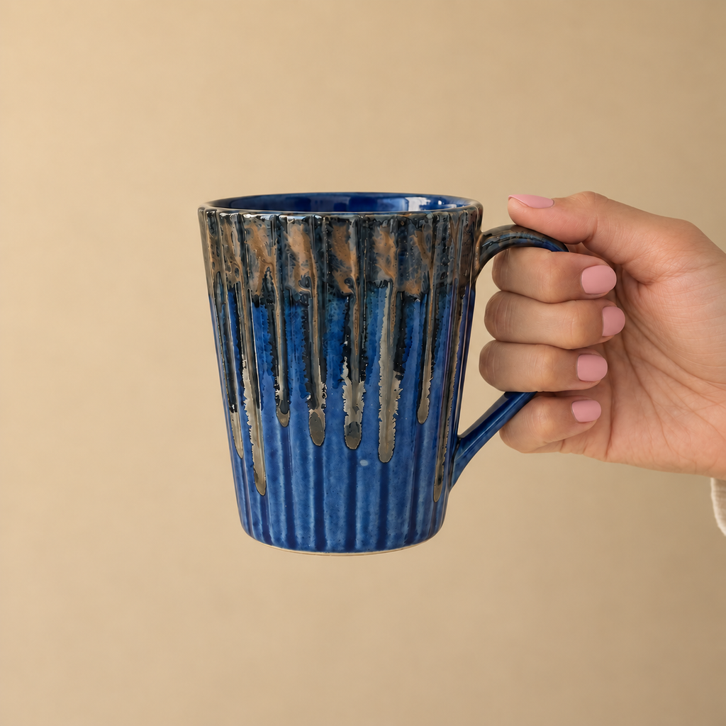 Blue Ceramic Coffee Mug Pair