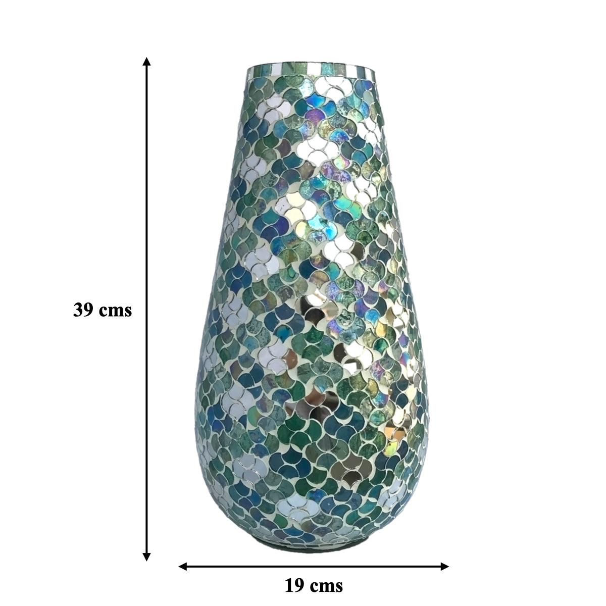 Blue Lagoon Mosaic Glass Vase | Casa Kriti