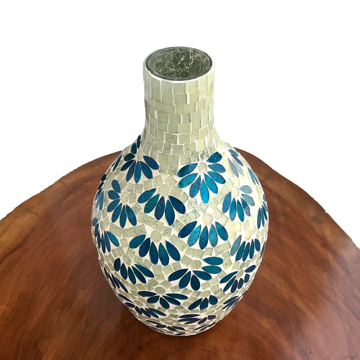 Blue Petals Mosaic Glass Vase Large | Casa Kriti