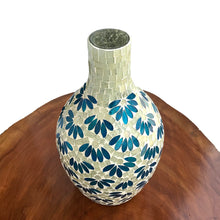 Load image into Gallery viewer, Blue Petals Mosaic Glass Vase Large | Casa Kriti
