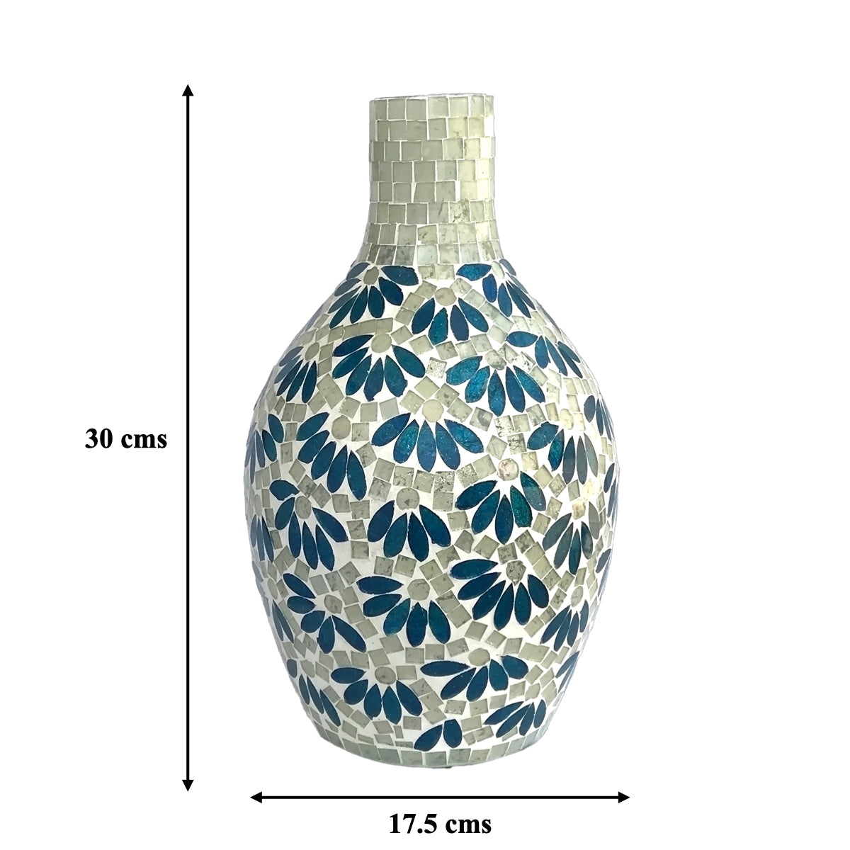 Blue Petals Mosaic Glass Vase Large | Casa Kriti