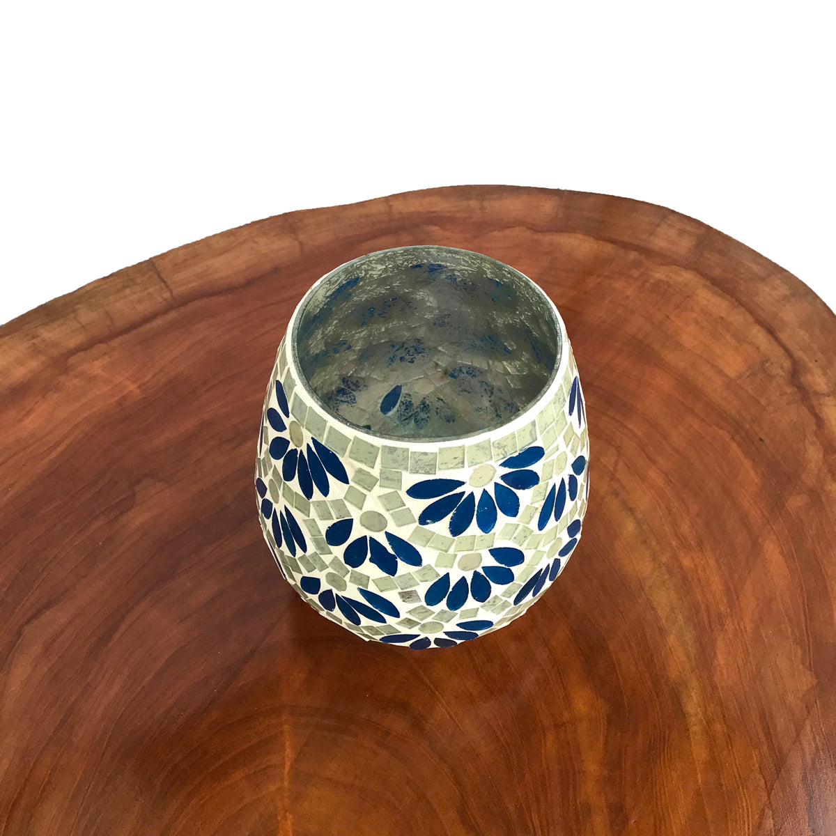 Blue Petals Mosaic Glass Vase Small | Casa Kriti