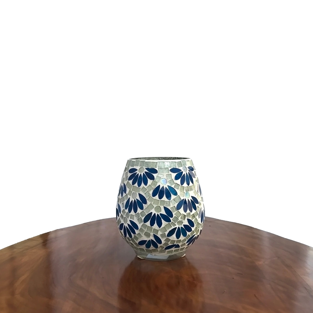 Blue Petals Mosaic Glass Vase Small | Casa Kriti