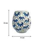Blue Petals Mosaic Glass Vase Small | Casa Kriti