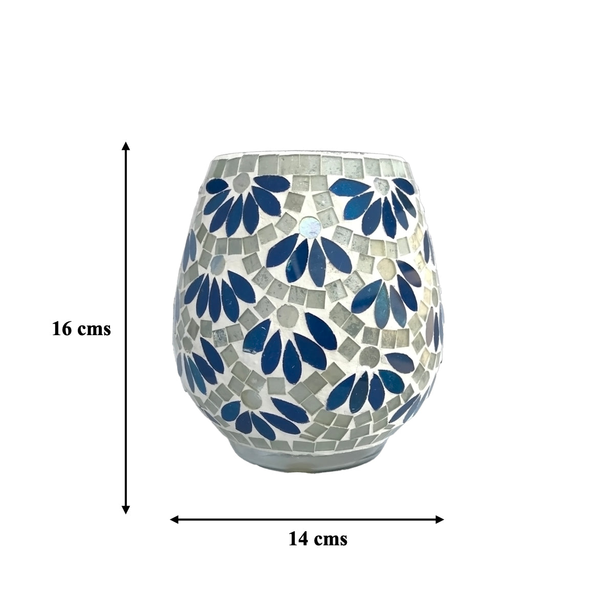 Blue Petals Mosaic Glass Vase Small | Casa Kriti