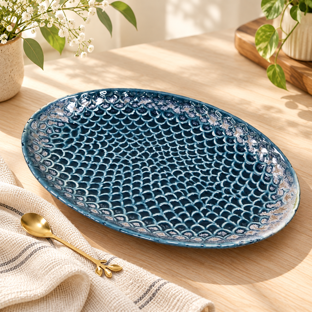 Blue Shell Ceramic Platter