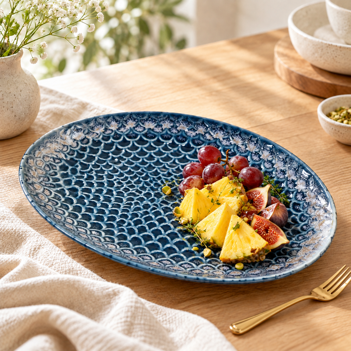 Blue Shell Ceramic Platter