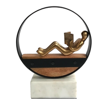 Load image into Gallery viewer, The Book Reader Figurine with Marble Base | Casa Kriti
