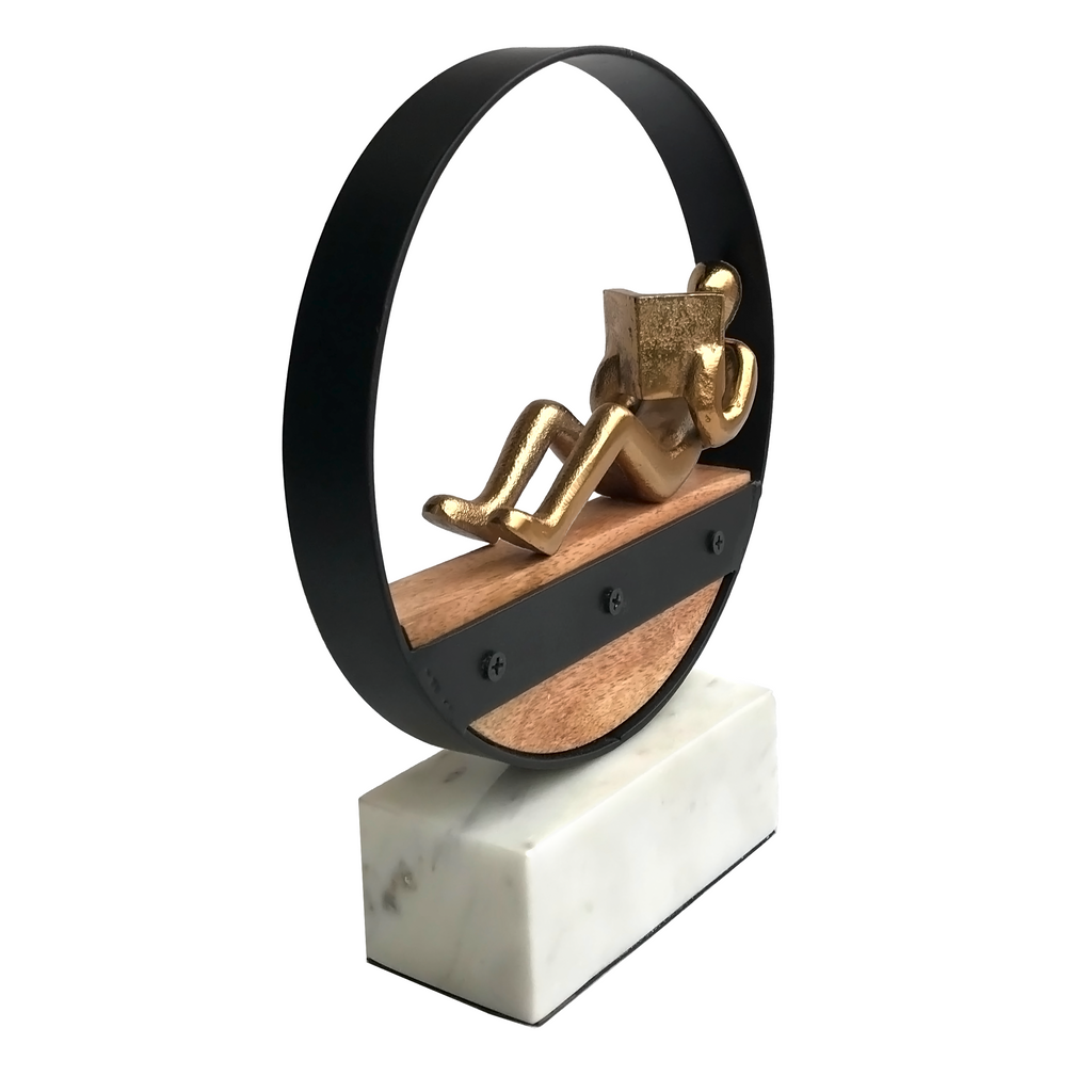 The Book Reader Figurine with Marble Base | Casa Kriti