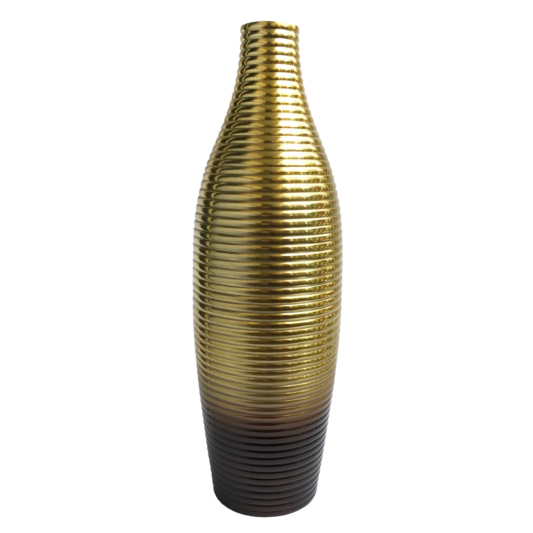 Dual Tone Gold and Brown Fluted Flower Vase Pair | Casa Kriti
