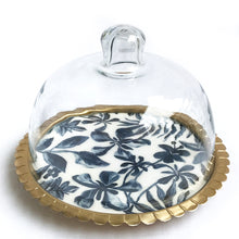 Load image into Gallery viewer, Floral Cake Plate with Glass Cloche | Casa Kriti

