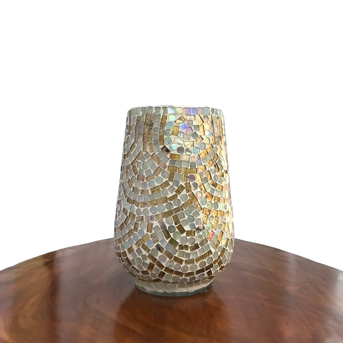Golden Ivory Mosaic Glass Vase | Casa Kriti