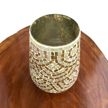 Load image into Gallery viewer, Golden Ivory Mosaic Glass Vase | Casa Kriti
