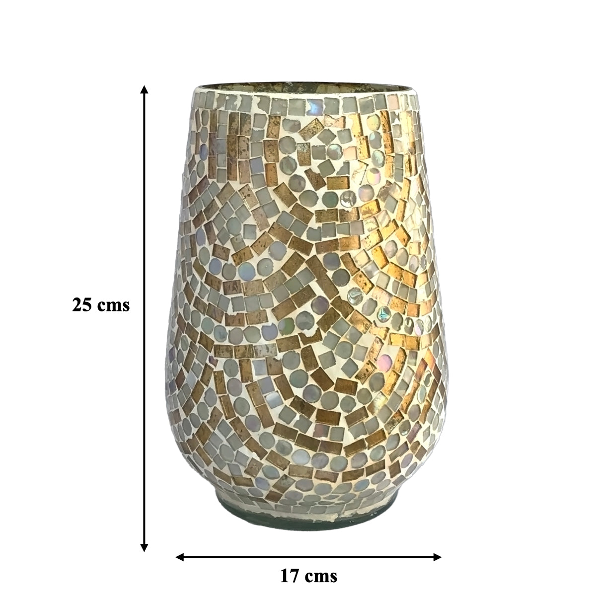 Golden Ivory Mosaic Glass Vase | Casa Kriti