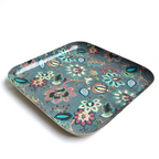 Grey Floral Aluminium Serving Platter | Casa Kriti