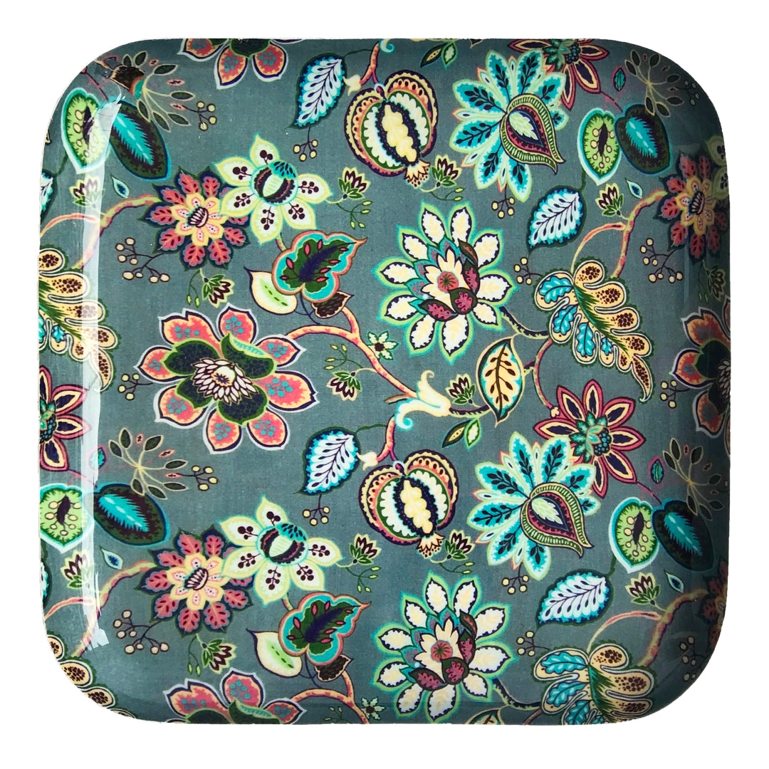 Grey Floral Aluminium Serving Platter | Casa Kriti