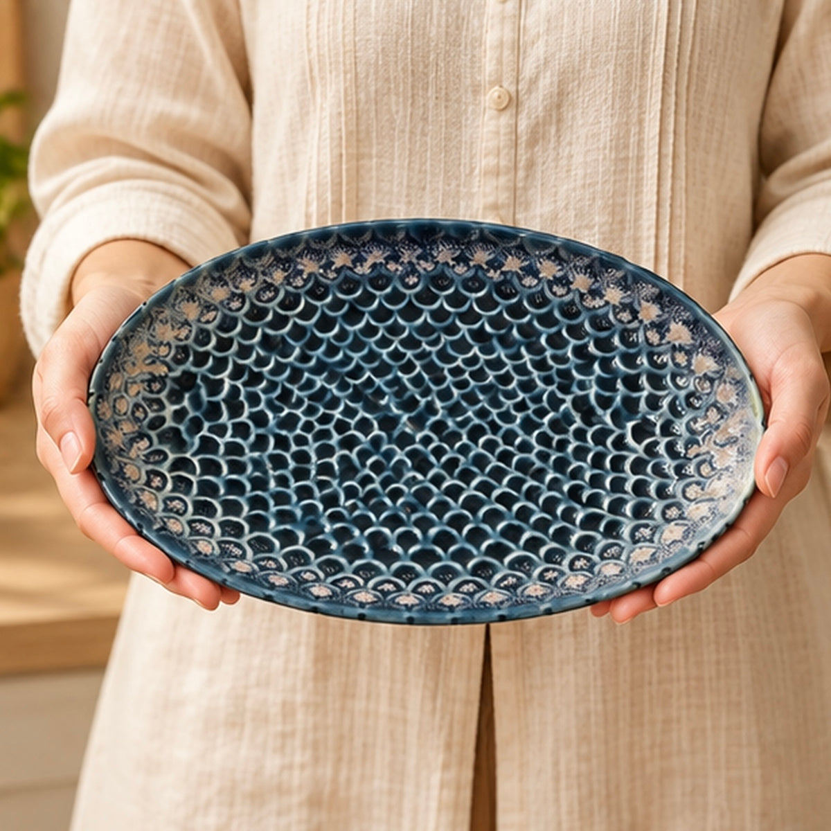 Blue Shell Ceramic Platter