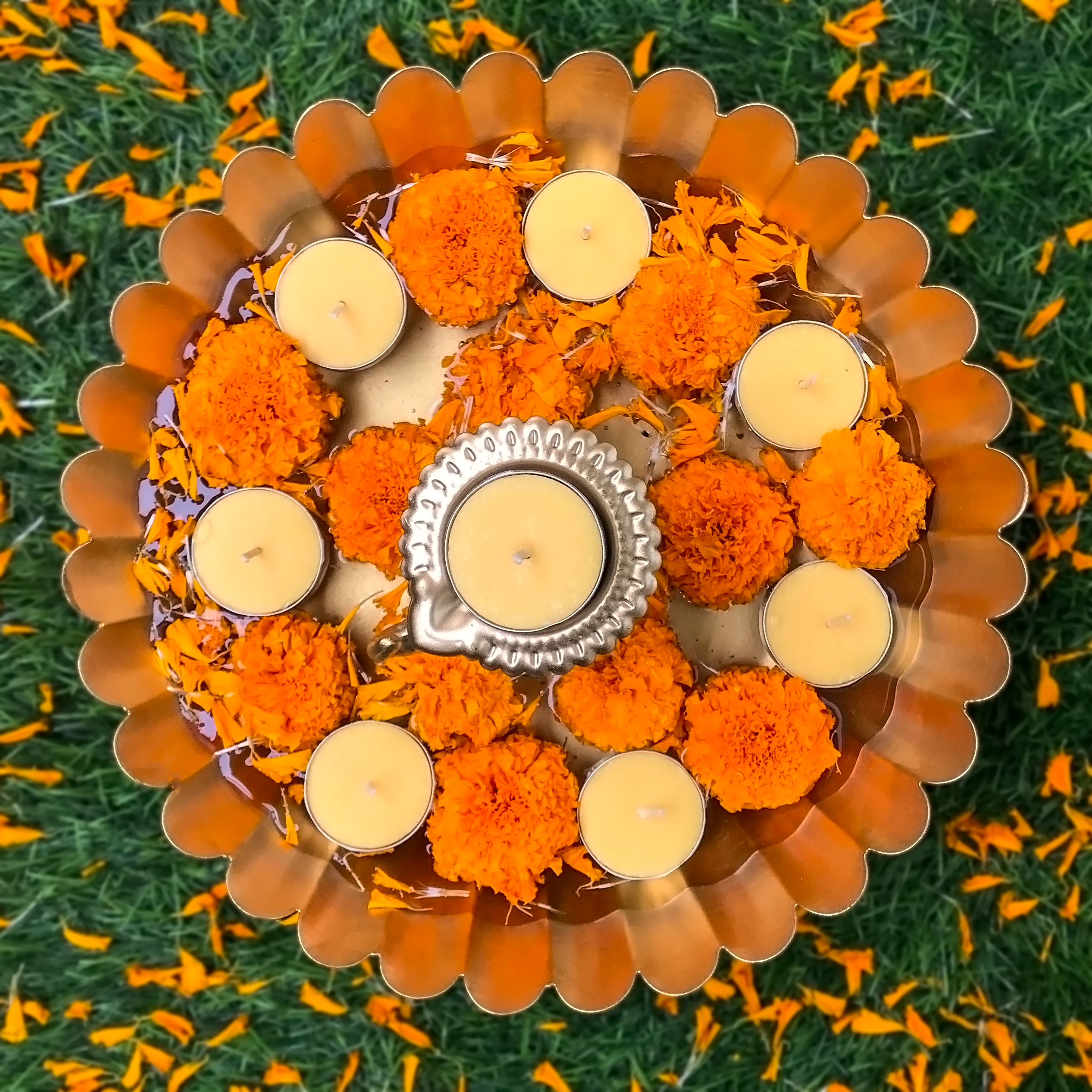 Elephant Crowned Tea Light Urli | Casa Kriti