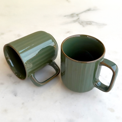 Green Ceramic Coffee Mug Pair
