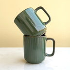 Green Ceramic Coffee Mug Pair