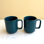 Teal Ceramic Coffee Mug Pair