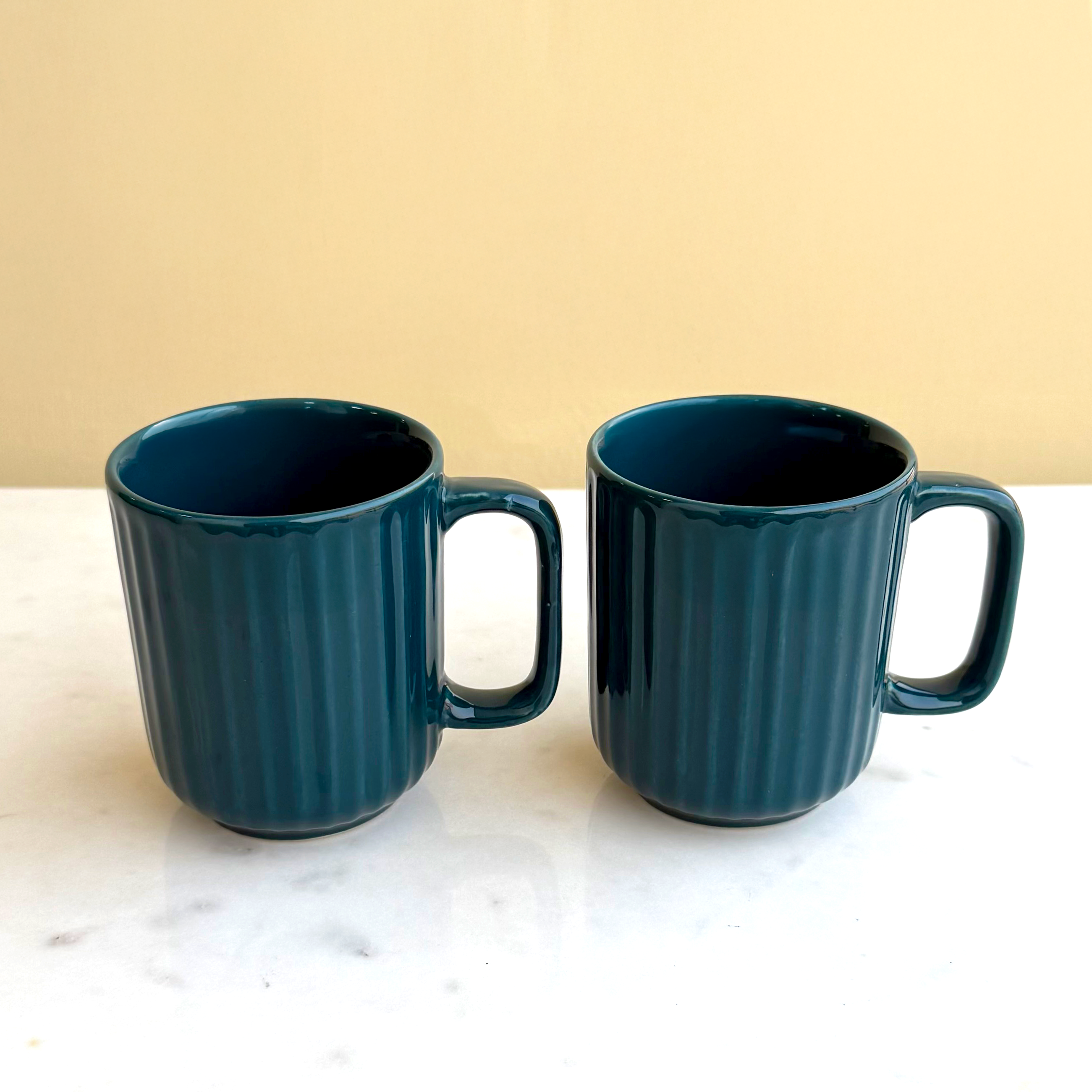 Teal Ceramic Coffee Mug Pair